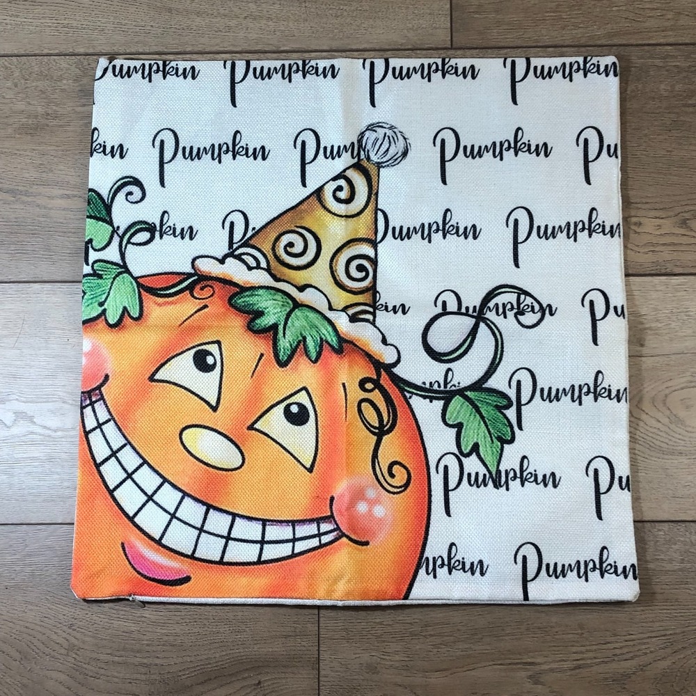 Fall Pumpkin‎ Spooky Fun Halloween Jack O Lantern Throw Pillow Cover Home Decor